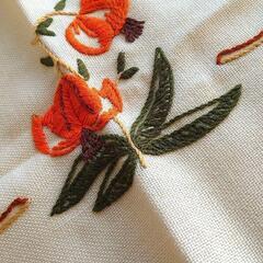 厚めの素敵な刺繍テーブルクロス　花柄　海外から(2)の画像