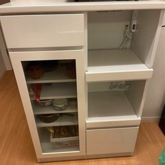 ホワイト 食器棚 収納 3段 引き出し2つ