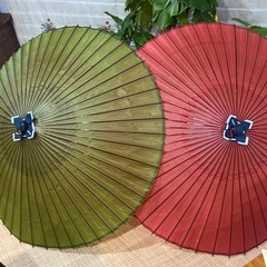 和傘　絹張傘　羽二重傘　2本組の画像