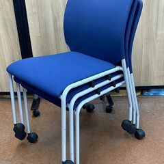3脚セット　キャスター脚　布張り ビジネスチェア　デスクチェア　事務椅子　所 事業所 多目的の画像