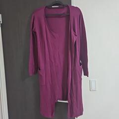 カーディガン　ロング　パープル　F　