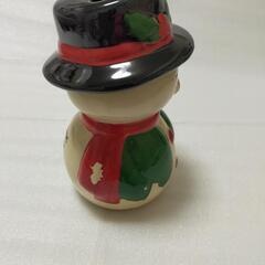 陶器製雪だるま 置物 クリスマス スノーマン 貯金箱の画像
