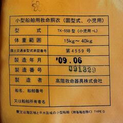 【桜マーク】小型船舶用救命胴衣 子供用 Type Aの画像