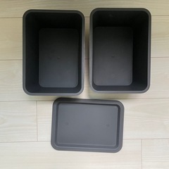 【交渉中】収納ケース　2個セット　蓋つき　黒　収納ボックスの画像