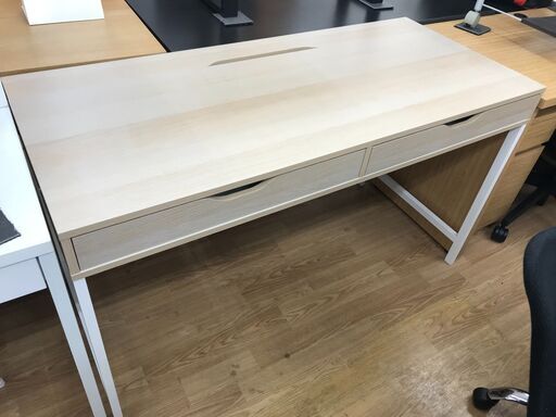 ★ジモティ割あり★ IKEA PCデスク ナチュラル H76×W132×D58 クリーニング済み KJ6646