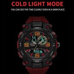 ほぼ新品　大型文字盤の多機能デジタルウォッチ、LEDバックライト付き、アナログデジタル表示のアウトドア防水ミリタリー 腕時計の画像