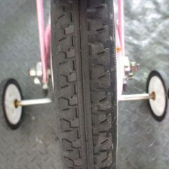 Ｄ840★8000円★整備済み 中古子供自転車 ★アサヒ　イノベーションファクトリー【18インチ　ピンク 　補助輪付き】の画像