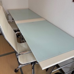 事務机 ガラス机 ガラスデスク 2つセット