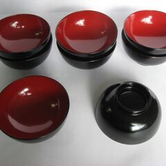 汁椀、木製漆塗り、新品　８個セット