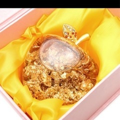 【新品 箱付き】 風水 りんごの置物 金箔入り ゴールデンアップルの画像
