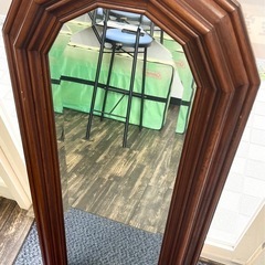 M【中古品】イタリア製 大型姿見 スタンドミラー アーチ アンティーク家具 壁掛け ウォールミラー 生活家具の画像