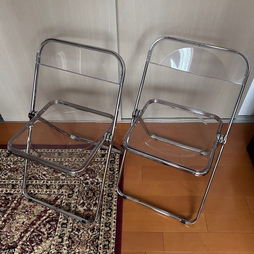 アクリル折りたたみ椅子　クリアチェア　2脚セット