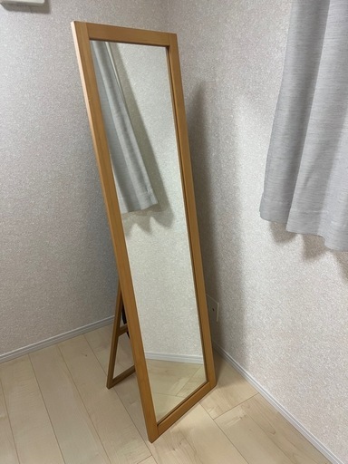 無印良品 木製ミラー 壁掛け/スタンド両用 メープル材 幅42cm高さ154cm