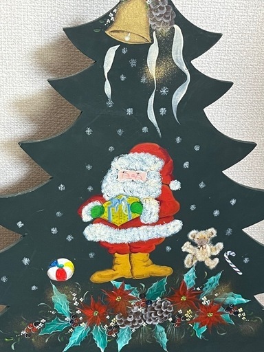 トールペイントクリスマスツリー大きい手描き木製☆ハンドメイド