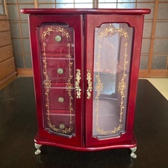 ジュエリーボックス　オルゴール「愛の讃歌」付き　木製　アンティー...