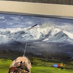 高橋哲夫「十勝岳」1995年 F4サイズ 油絵 絵画 風景画 額縁付き 逸品