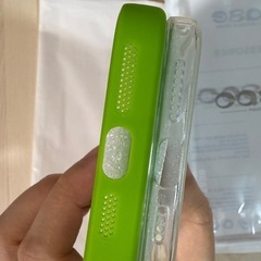iPhoneXSmax ケース 透明と緑指紋防止の画像