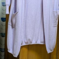 カーディガン 薄紫長め 腰も暖かいですよね。未使用。の画像