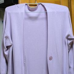 カーディガン 薄紫長め 腰も暖かいですよね。未使用。の画像