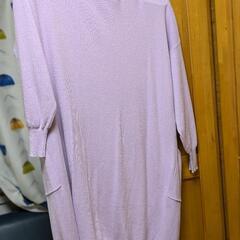 カーディガン 薄紫長め 腰も暖かいですよね。未使用。の画像