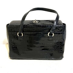 【JRA】日本製 クロコダイル ハンドバッグ 黒の画像
