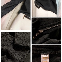 ꒰WFGD꒱袖レース ショート丈 長袖 ブラウス 黒 トップス ソリッドカラーの画像