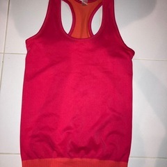美品 ロキシー ROXY ストレッチ タンクトップ 赤オレンジ S 丈の画像