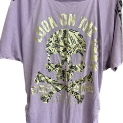 薄紫 スカルプリント Tシャツ Lサイズ