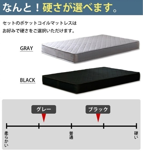 ダブルベット マットレス付き　エミー 収納ベッド  引き出し付 ポケットコイル