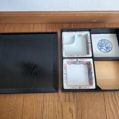 松花堂弁当箱　小鉢、刺身皿、小皿、木製板付き　3箱セット　