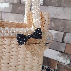 かごバッグ　パール　サマンサヴェガ　バッグチャーム付きの画像