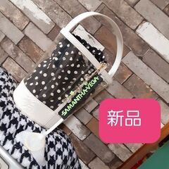 サマンサヴェガ　バッグチャーム付き　ドット　ショルダーバッグ　白　黒の画像