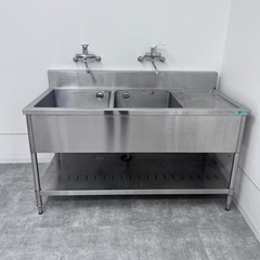 2槽　流し台　ステンレス製大型洗面台　　　