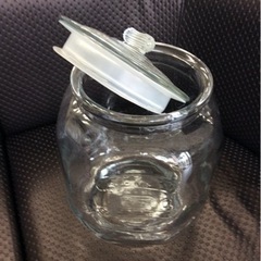 【値下げしました】お米：5kg用　ガラス容器・保存瓶・アンティーククッキージャーリビング ガラス瓶 キャニスター ガラス クッキージャー Mサイズ 目安容量約 5.0L 径19×高さ26cm クリア アーモンドの画像