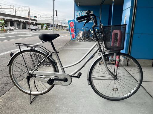 【完売御礼】【大人用】整備済 サイモト 26型ギアなし 中古自転車 婦人車 銀色 \u003c自転車のオオムラ 静岡店\u003e