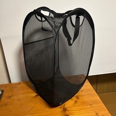 洗濯カゴ　2〜3度使用　ランドリーバスケット　折りたたみ　黒の画像