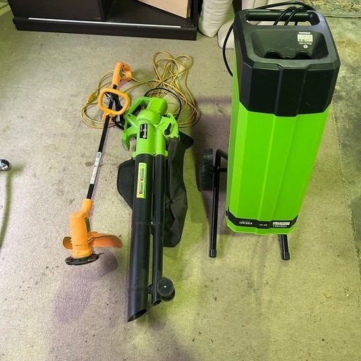 【三点セット】お庭整理セット　芝刈り機　　ブロワバキューム　ガーデンシュレッダー
