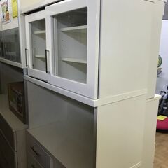 二枚扉食器棚 ホワイト 【ジャングルジャングル深井店】