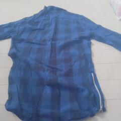 【古着】長袖　襟付きシャツ　青　ブルーの画像