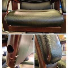 【愛品倶楽部柏店】FUJI FURNITURE (冨士ファニチア) エグゼクティブチェア 本革 リクライニング ロッキング ※昇降不具合有の画像
