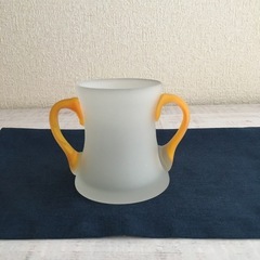★作家もの★手作りガラス 両手カップ
 マットな艶消し 花器　花瓶