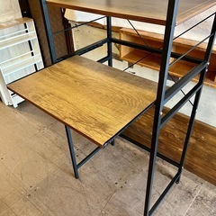 《売約済》【武蔵小山店】オープンシェルフ　スチールラック　収納家具　収納シェルフ　食器棚　オープンラック　スチール製　中古家具　キッチン収納　多機能ラック　アイアン　ウッド　ブラウン　🚚 運搬無料エリア有 / 品川区 リサイクルショップ ランバールーム 武蔵小山店  ◀︎ 武蔵小山パルム 戸越銀座 隣の画像