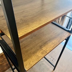 《売約済》【武蔵小山店】オープンシェルフ　スチールラック　収納家具　収納シェルフ　食器棚　オープンラック　スチール製　中古家具　キッチン収納　多機能ラック　アイアン　ウッド　ブラウン　🚚 運搬無料エリア有 / 品川区 リサイクルショップ ランバールーム 武蔵小山店  ◀︎ 武蔵小山パルム 戸越銀座 隣の画像