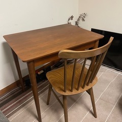 商談中【北欧家具】木製机&椅子セット