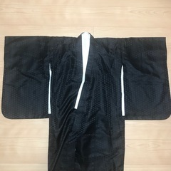 七五三　五歳児着物　袴セット　松鷹  灰/金襴袴の画像