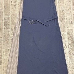 【美品】ノースリーブ ブルーパープル ロングワンピース #Fの画像