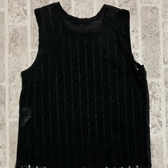 AZULアズール 黒白 ストライプ タンクトップ #Sの画像