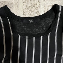 AZULアズール 黒白 ストライプ タンクトップ #Sの画像