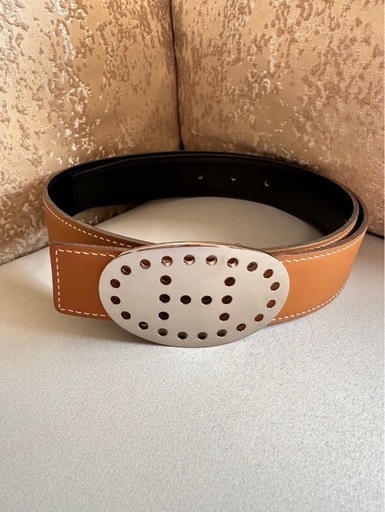 【美品】HERMES エルメスリバーシブルベルト75 エブリンバックル　シルバー