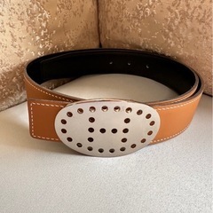 【美品】HERMES エルメスリバーシブルベルト75 エブリンバックル　シルバーの画像